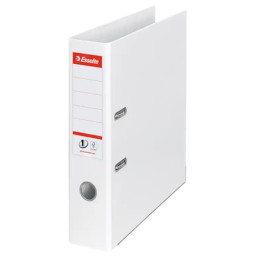 Archivador palanca ESSELTE #1 plástico forrado A4 lomo 75mm, 2 anillas, +resistente, color blanco