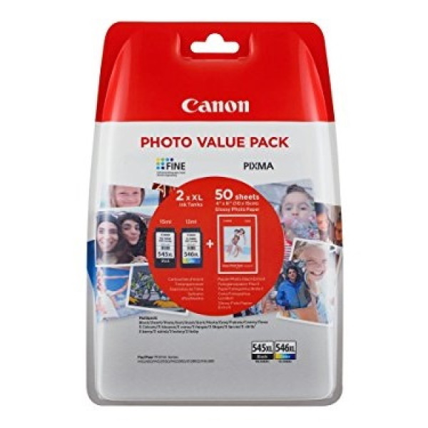 C.t. CANON PG545XL/CL546XL: Photo Value Pack BL SE +50h papel Photo 10x15 BLISTER SEC con alarma *