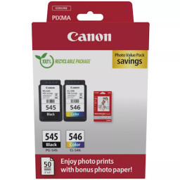 (2) C.t. CANON PG545/CL546 Photo Value Pack ECO + 50h papel photo cartón