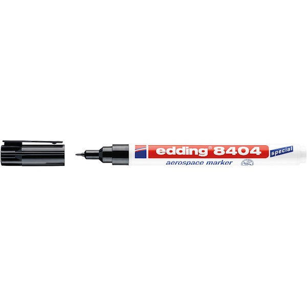Rotulador EDDING 8404 aerospace marker negro punta redonda 0,7mm, resistente a solventes
