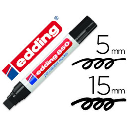 Rotulador EDDING marcador permanente 850 negro punta biselada 5-15 mm recargable.