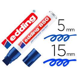 Rotulador EDDING marcador permanente 850 azul punta biselada 5-15 mm recargable.