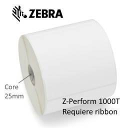 (12) Rollos etiquetas ZEBRA Z-Perform 1000T core25mm 38x25mm 12x2580et (requiere ribbon)