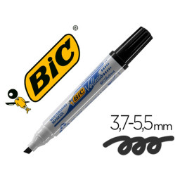 Rotulador BIC negro para pizarra Velleda punta biselada 5,9 mm.