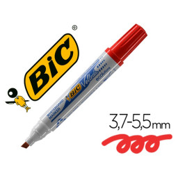 Rotulador BIC rojo para pizarra Velleda punta biselada trazo 3,7-5,5mm