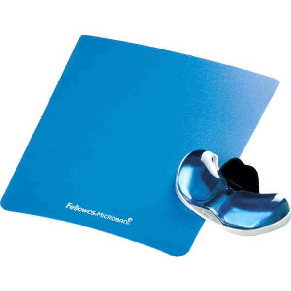 FELLOWES Reposamuñecas deslizante de gel azul ** Canal Health-V + protección Microban, 279x223x19mm