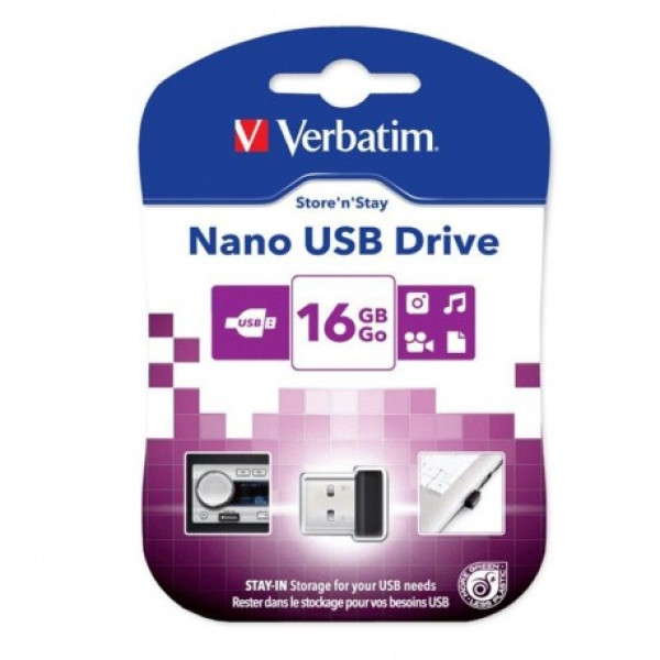VERBATIM Store'n'Stay Nano USB 2.0 16GB Lectura 12Mb/s, Escritura 5Mb/s 