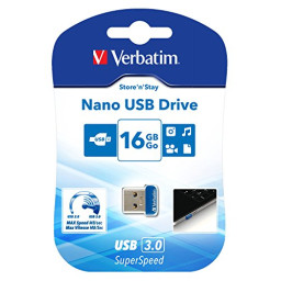 VERBATIM Store'n'Stay Nano USB 3.0 16GB Lectura 80Mb/s, Escritura 25Mb/s  SuperSpeed