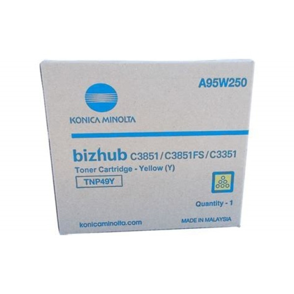 Toner KONICA-MINOLTA TNP49Y:  Bizhub C3851 Yellow C3351 12.000p.