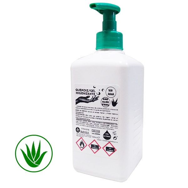 QUEMDIZ ALOE gel hidroalcohólico desinfecta 500ml gel manos higienizante Aloe Vera 500ml dosificador