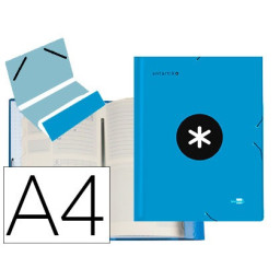 Carpeta LIDERPAPEL Antartik A4 clasificadora Azul 12 dep., gomas, cartón forrado