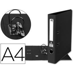 Archivador LIDERPAPEL de palanca A4 forrado PVC Lomo 52mm, 2 anillas, color negro, A4 297x210