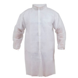 (50) Batas de visita de polipropileno desechables uso único, cierre velcro, blanca (22144)