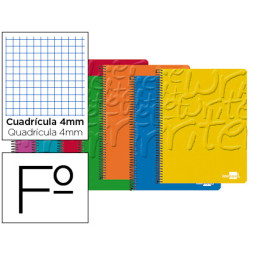Cuaderno espiral LIDERPAPEL folio cuadro 4mm  60gr. 80h con margen