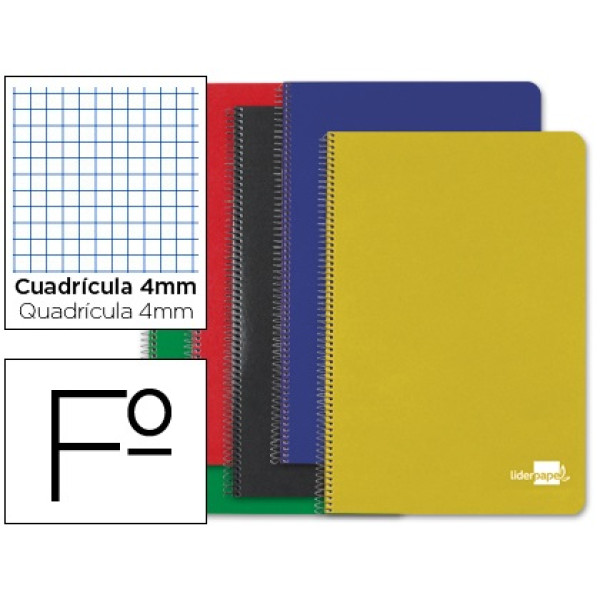 Cuaderno LIDERPAPEL espiral folio tapa dura 60gr. 80h con margen cuadricula