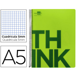 Bloc LIDERPAPEL espiral A5 micro Think   160h. 70g 5mm  5 bandas  verde