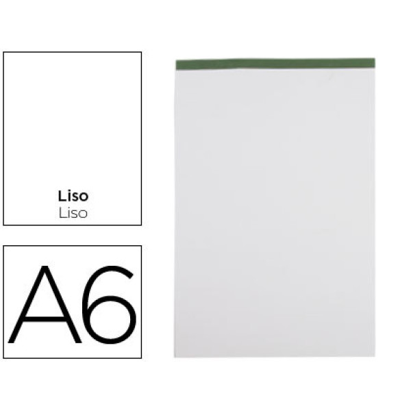 Bloc notas LIDERPAPEL A6 Liso 80 hojas 60gr. perforado