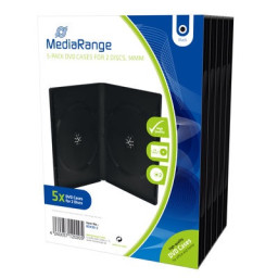 (5) Estuches MEDIARANGE 2 DVD caja vídeo plástico duro, ancho 14mm, black case