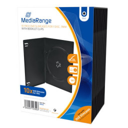 (10) Estuches MEDIARANGE 1 DVD caja vídeo plástico duro, slimcase 7mm, black case
