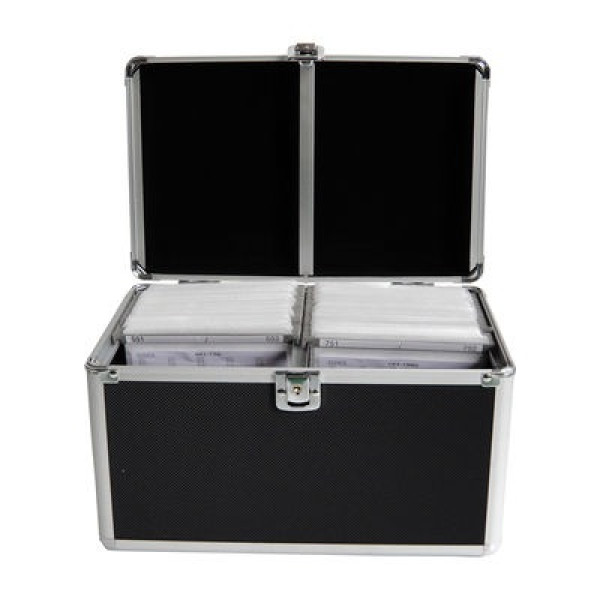 Maleta archivadora MEDIARANGE para 200 CD/DVD DJ Case black, c/fundas sin caja, c/cierre