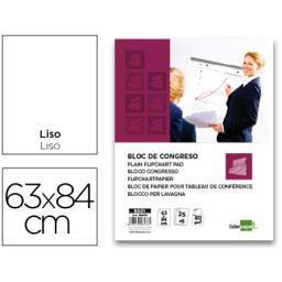 Bloc congreso LIDERPAPEL para pizarra, liso 25+5h. 630x840mm 80gr.