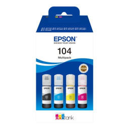 (4) EPSON 104 EcoTank multipack ink bottles 4x70ml. EcoTank ET2710 ET2711