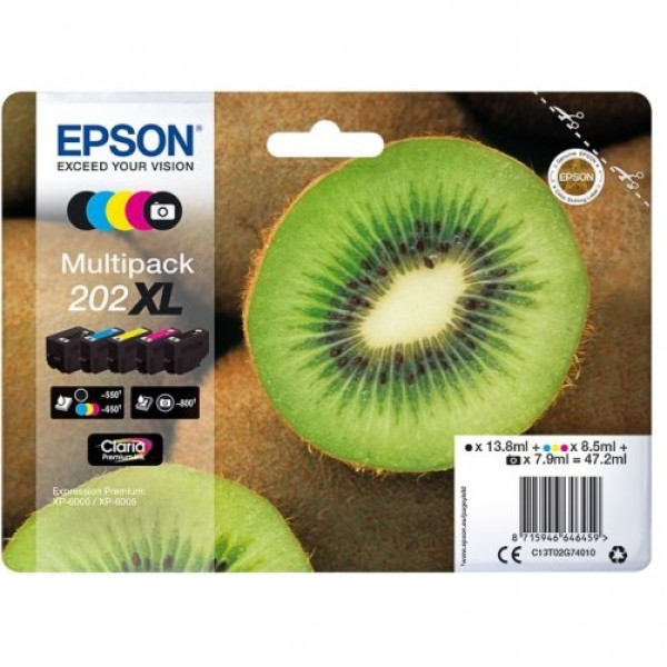 (5) C.t.EPSON #202XL negro 13,8ml XP6000 XP6005 (kiwi) Multipack 5-colores