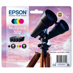Pack 4 C.t. EPSON #502 XP5100 XP5105 WF2860 WF2865 KMCY Multipack 4-colores (prismáticos)