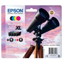 Pack 4 C.t. EPSON #502XL XP5100 XP5105 WF2860 WF2865 KMCY Multipack 4-colores (prismáticos)