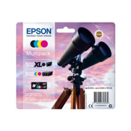 Pack 4 C.t. EPSON #502XL negro / #502 Std CMY XP5100 WF2865 Multipack 4-colores (prismáticos)
