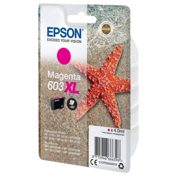 C.t.EPSON #603XL XP2100 XP3100 XP4100 WF2830 magen WF3835 WF2850 (estrella de mar) **BLISTER ALARMA**