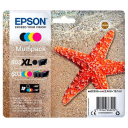 (1) C.t.EPSON #603XL negro + (3) #603 colores CMY  (estrella de mar)