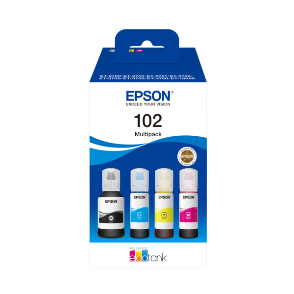 EPSON 102 EcoTank 4-color multipack ink bottles 70ml. ET2700 ET2750 ET3700 ET3750 ET4750