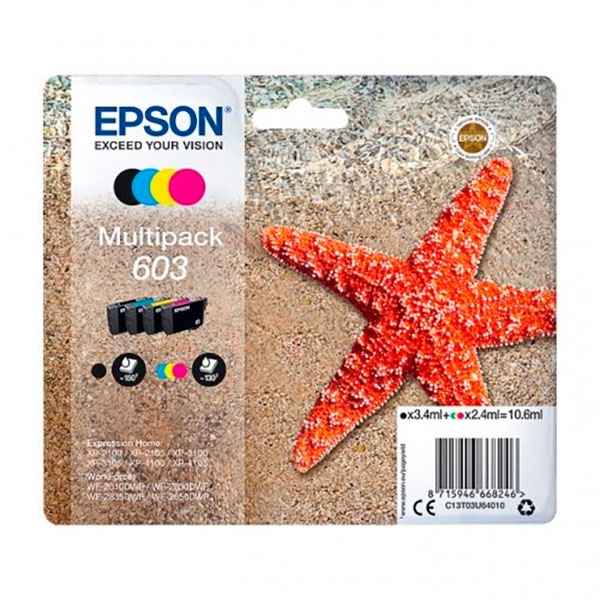 (4)C.t.EPSON #603 XP2100 XP3100 XP4100 WF2830 WF3835 WF2850 (estrella de mar)