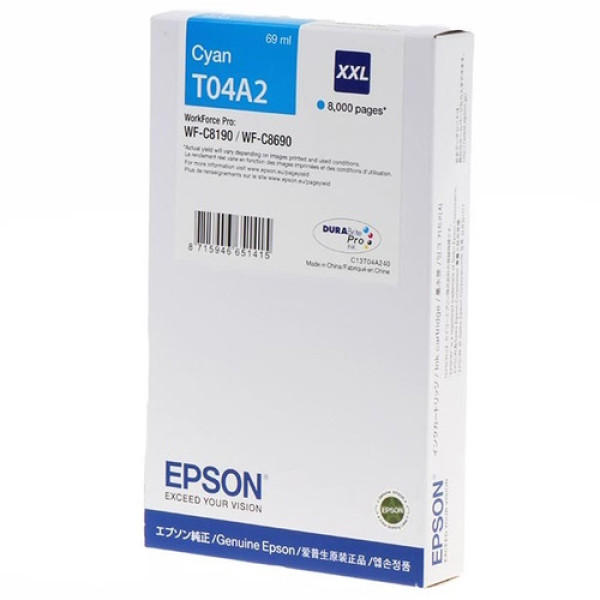 C.t.EPSON T04A2 XXL cian WF-C8190 WF-C8690 (T04A240)