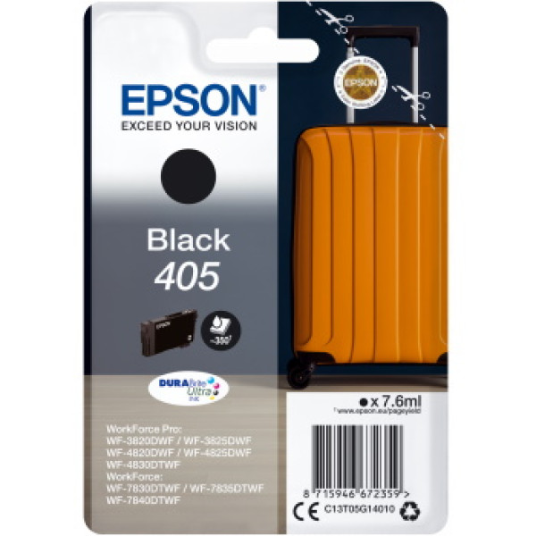 C.t.EPSON #405 negro WF3820 WF3825 WF4820 WF4825 WF4830 WF7830 WF7835  7,6ml (maleta)