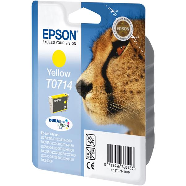 C.t.EPSON Stylus D78 D92 D96  SX205 SX110 amarillo DX4000 4050 5000 5050 6000 6050 7000 (guepardo)