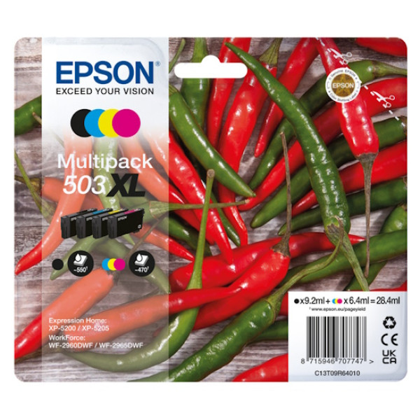 (4) C.t.EPSON #503XL WF2960 WF2965 XP5205 1x9,2+3x6,4ml (pimientos) 4-pack