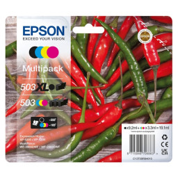 (4) C.t.EPSON BK#503XL+CMY#503 WF2960 WF2965 1x9,2+3x6,4ml (pimientos) 4-pack (colores STD)