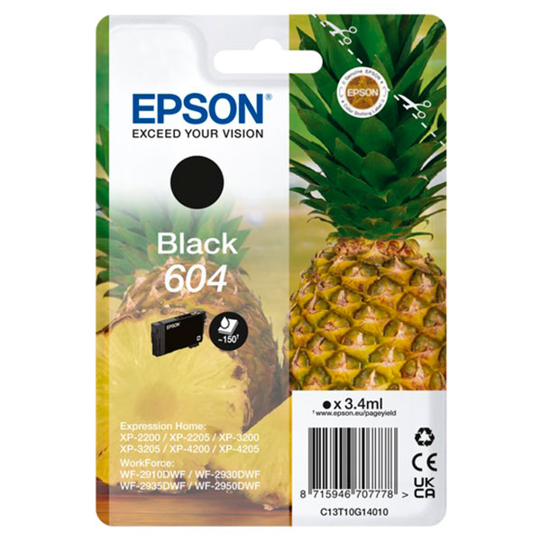 C.t. EPSON 604 negro (piña) XP2200 XP3200 XP4200 WF2910DWF  3,4ml