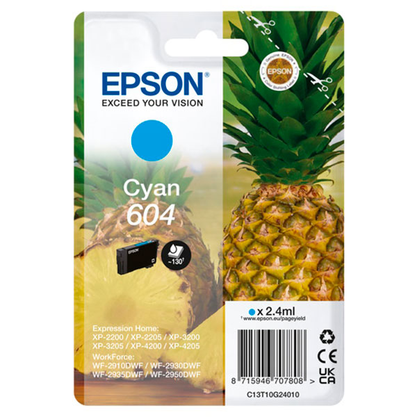 C.t. EPSON 604 cyan (piña) XP2200 XP3200 XP4200 WF2910DWF  2,4ml