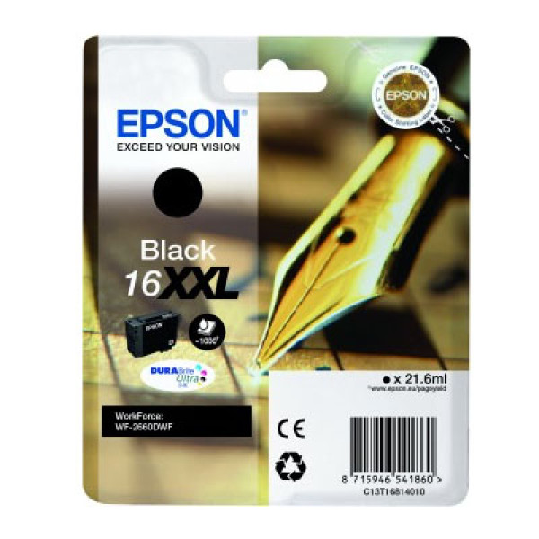 C.t.EPSON #16XXL WF2660 WF2760 negro  (pluma escritura) 21.6ml 1.000p. #PROMO#