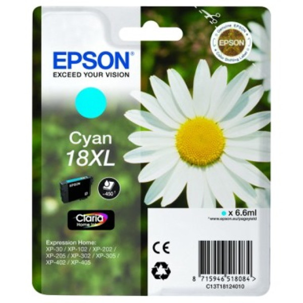 C.t.EPSON #18XL XP102 XP205 XP302 XP305 XP405 cian 450p. alta capacidad (margarita)