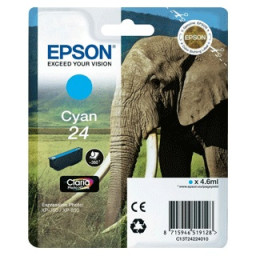 C.t.EPSON #24 XP600 XP605 XP705 XP805 cian 360p. baja capacidad (elefante)
