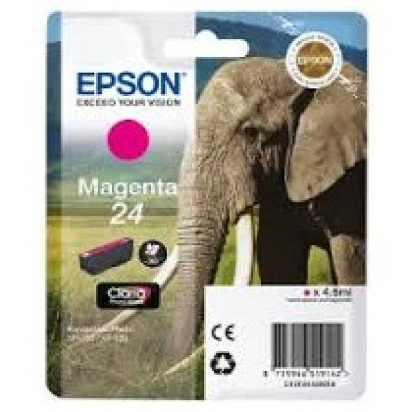 C.t.EPSON #24 XP600 XP605 XP705 XP805 magenta 360p. baja capacidad (elefante)