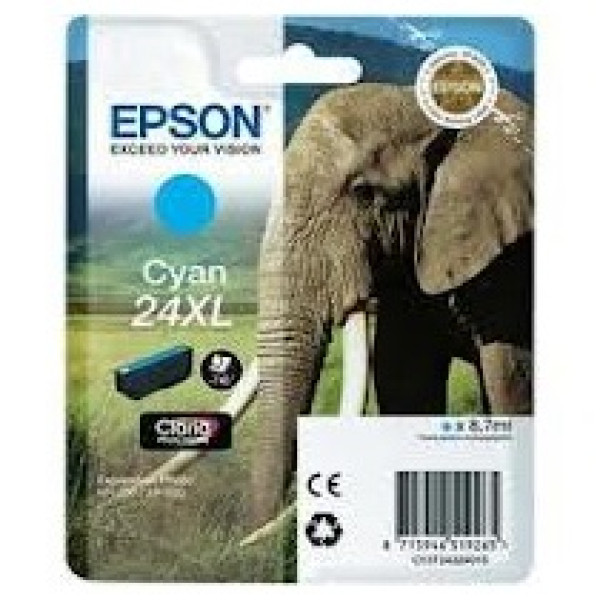 C.t.EPSON #24XL XP600 XP605 XP705 XP805 cian 740p. alta capacidad (elefante)