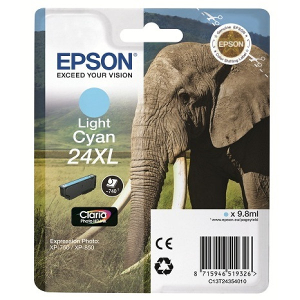 C.t.EPSON #24XL XP600 XP605 XP705 XP805 cian claro 740p. alta capacidad (elefante)