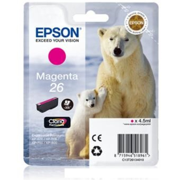 C.t.EPSON #26 XP600 XP605 XP610 XP705 XP805 magenta 300p. baja capacidad (oso polar)