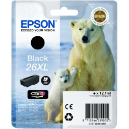 C.t.EPSON #26XL XP600 XP605 XP610 XP705 XP805  negro 500p. alta capacidad (oso polar)