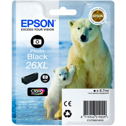C.t.EPSON #26XL XP600 XP605 XP610 XP705 XP805 negro foto 400p. alta capacidad (oso polar)